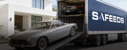 Classic car owner with enclosed door-to-door transport